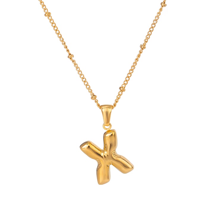 1 Piece Simple Casual Style Letter X Shape Stainless Steel  Gold Color Women's Pendant Necklace 